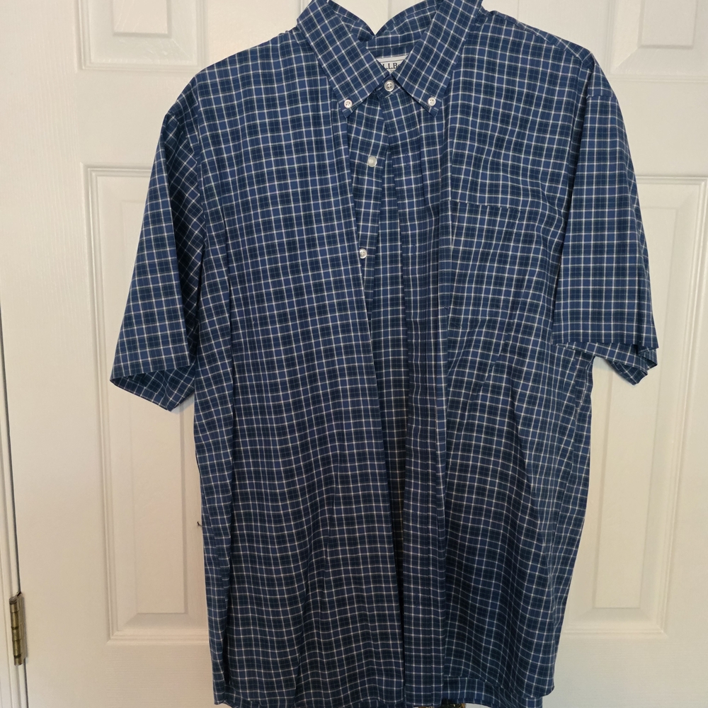 L.L. Bean Navy Plaid Casual Shirt